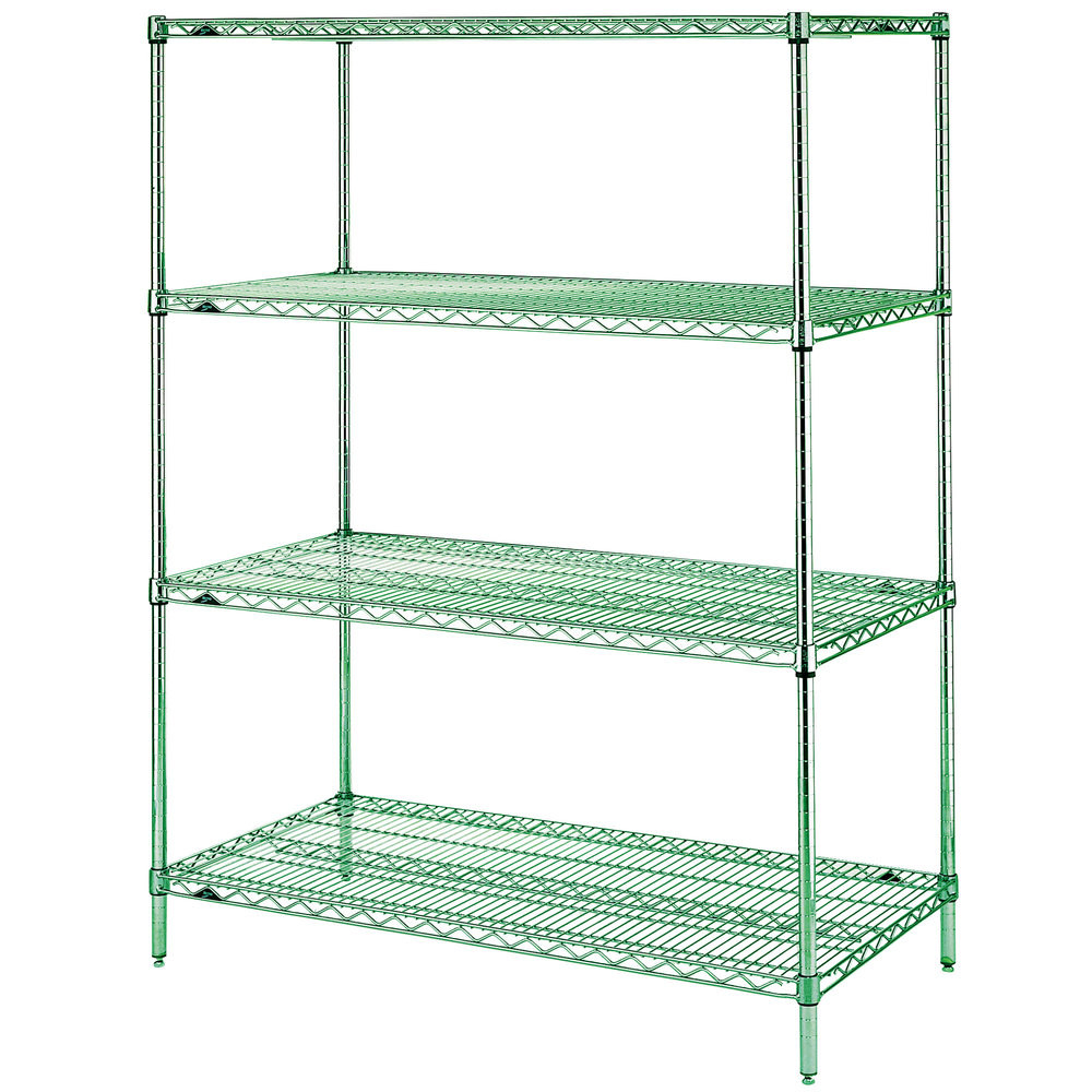 Super Erecta® Convenience Pak Shelving Unit, 60"W x 24"D x 74"H, (4) wire shelves with clips & (4) split posts with adjustable feet, Metroseal 3™ finish, KD, NSF