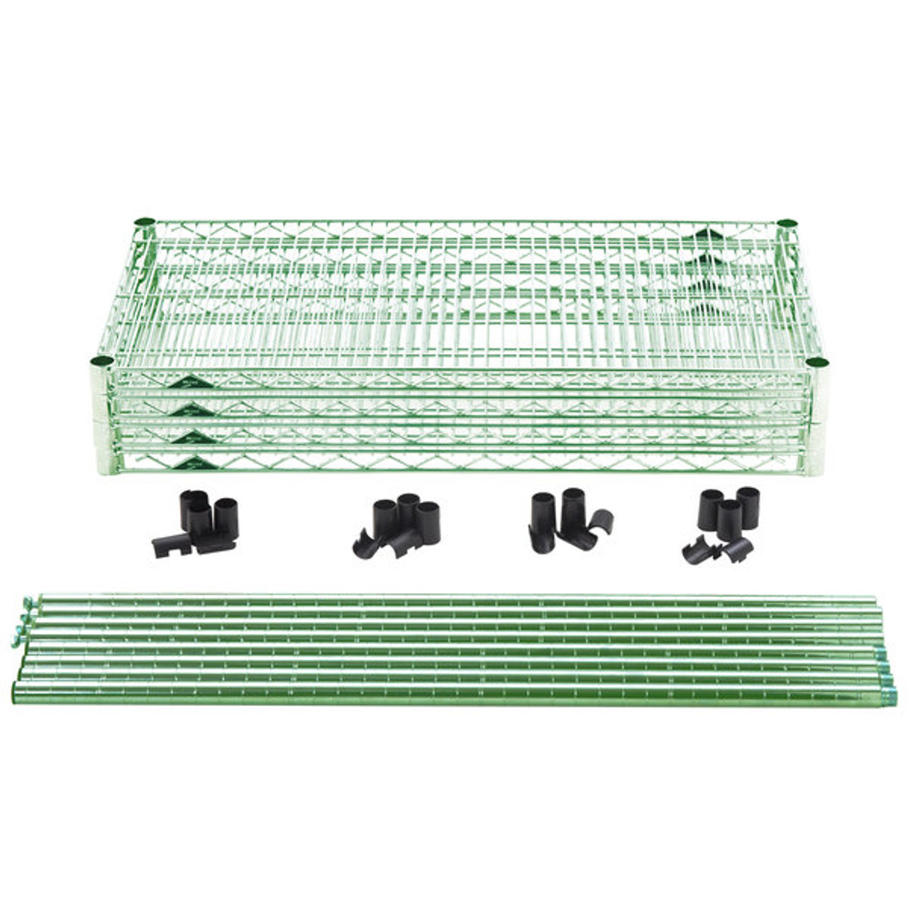 Super Erecta® Convenience Pak Shelving Unit, 60"W x 24"D x 74"H, (4) wire shelves with clips & (4) split posts with adjustable feet, Metroseal 3™ finish, KD, NSF