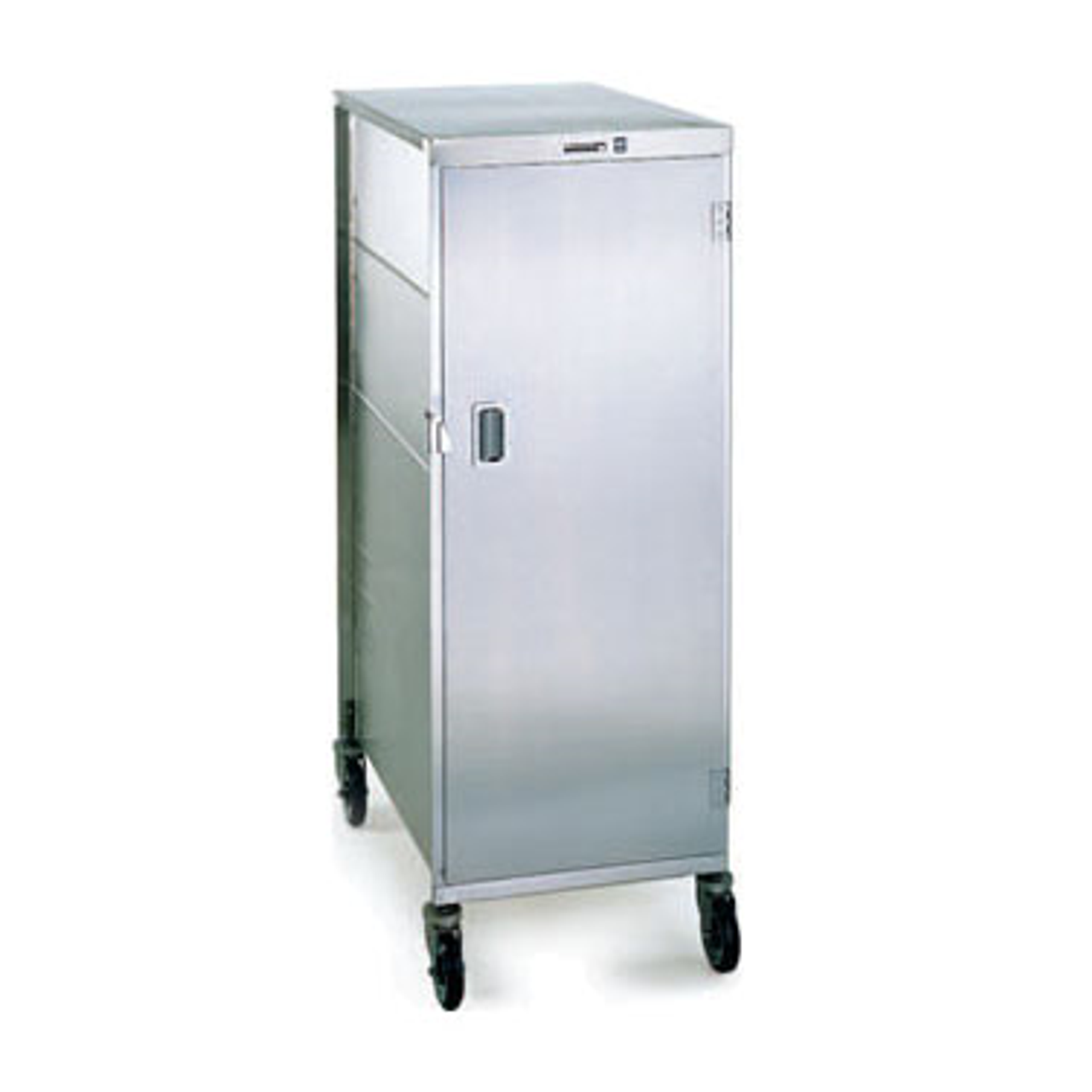 Tray Delivery Cart, enclosed-type, double door pass-thru, single compartment, (20) 14" x 18" tray capacity, (2) trays per ledge, 6" spacing, 270° door swing, 5" swivel casters, 200/300 stainless steel construction, NSF, Made in USA