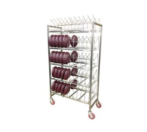 Dome Drying Rack;  stainless steel construction with removable wire caddy; capacity 100 domes or 200 underliners