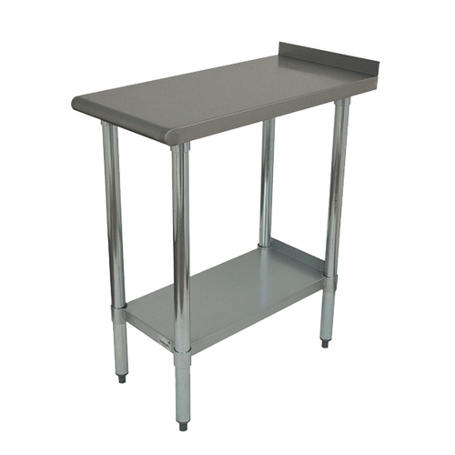 Special Value Equipment Filler Table, 18"W x 30"D, 18 gauge 430 stainless steel, galvanized undershelf & legs, adjustable plastic bullet feet, NSF (filler table needs to be placed between (2) other tables for stability)