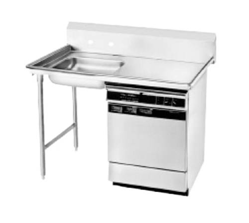 Special Value Dishtable, undercounter, 72"W x 30"D x 44-1/2"H, 16 gauge 304 stainless steel top with rolled rims, 20" x 20" x 5" deep sink bowl on left, 10-1/2"H backsplash, stainless steel legs with welded cross bracing & stainless steel adjustable bullet feet, NSF