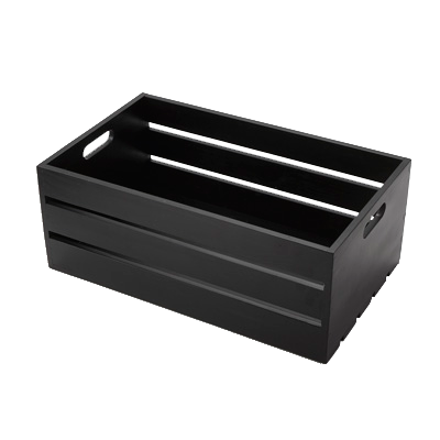 Crate, full size, 20-1/2"L x 12-1/2"W x 8"H, rectangular, wood, black (hand wash only)