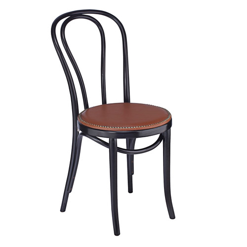 Bentwood Side Chair, hairpin back, upholstered seat, beechwood frame