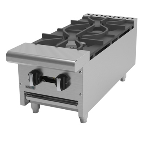 Hotplate, natural gas, countertop, 12"W x 32-1/4"D x 11-3/8"H, (2) 30,000 BTU burners, cast iron grates & burners, manual controls, full width removable drip tray, pressure regulator, stainless steel front, sides & landing ledge, adjustable feet, 60,000 BTU, cETLus, (ships with LP conversion kit) Made in North America