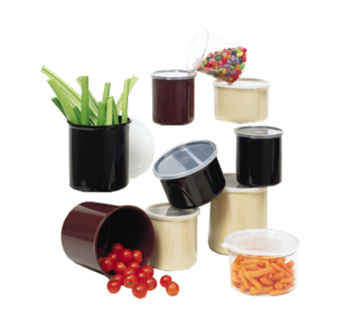 Salad Crock, 1.5 qt., 6-1/2", 4" deep, with lid, SAN, chose color tan, black, clear or reddish brown.