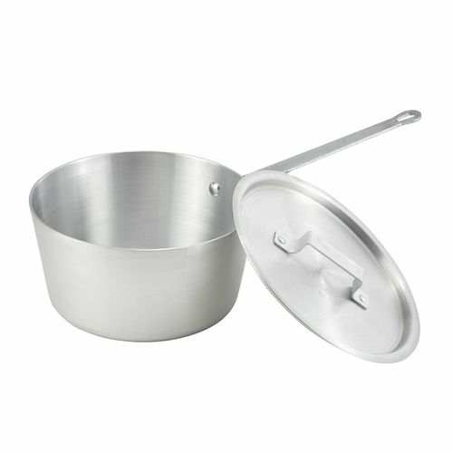Sauce Pan, 1-1/2 qt., 5-3/4" dia. x 3-5/8"H, flared sides, without cover, riveted handle, 3.0mm thick, 3003 heavyweight aluminum, natural finish, NSF. LID SOLD SEPARATE