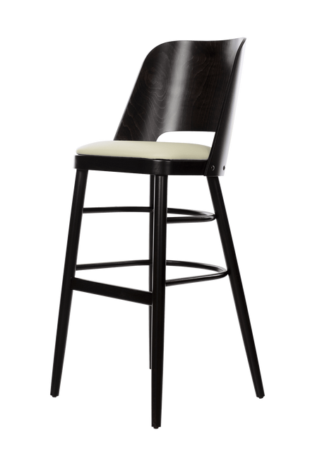 Mid century style barstool with curve A grade veneer back. The Poppin XL is features an extra large seat for extra room.