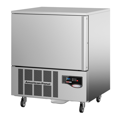 HURRiCHiLL™ Blast Chiller/Shock Freezer, Reach-in, self-contained, (5) 12" x 20" x 2.5" pan capacity, 63 lbs. from 160° F to 38° F blast chill capacity/120 minutes, 27 lbs. 160° F to 0° F freeze capacity/240 minutes, solid-state electronic control panel with VFD display & alarms, (1) heated food probe, manual defrost, stainless steel interior & exterior, 3" casters (2 braked), 3/4 HP, cULus, UL EPH Classified