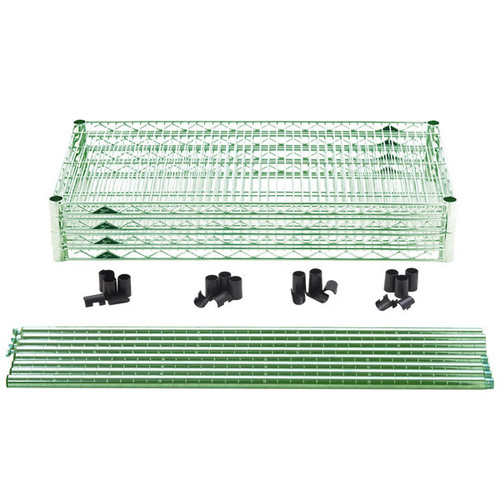 Super Erecta® Convenience Pak Shelving Unit, 60"W x 24"D x 74"H, (4) wire shelves with clips & (4) split posts with adjustable feet, Metroseal 3™ finish, KD, NSF