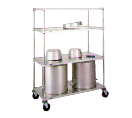 Mobile Pot & Pan Rack, 48"W x 24"D x 68"H, (4) shelves solid embossed stainless steel (2) 5MP polyurethane swivel casters & (2) 5MPB polyurethane swivel casters with brake, NSF