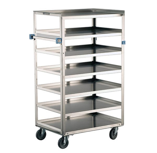 Tray Delivery Cart, (7) solid shelves, no cover, shelf clearance 5-7/8", stainless steel, Made in USA