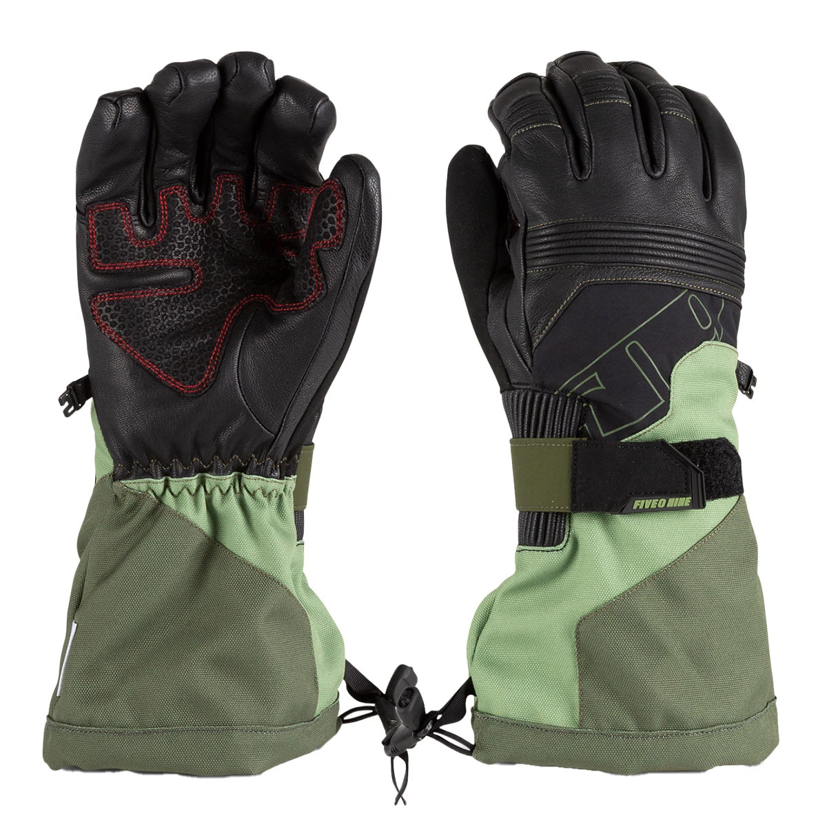 Heavy-duty insulated gauntlet glove with leather palm and extended snow cuff
