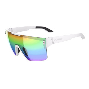 Klim Muffler Sunglasses - Matte White (Smoke Oil Slick Mirror) [Sample]