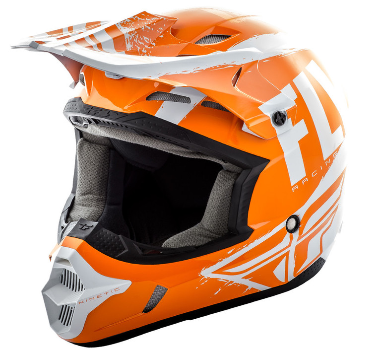 Fly Racing Kinetic Burnish Helmet - Orange/White/Grey (Youth MD) [Used]