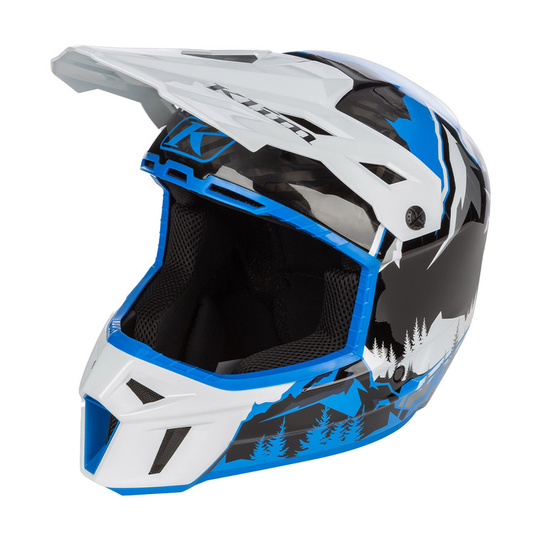 Klim F3 Carbon Helmet (ECE) - DNA Electric Blue Lemondade/White
