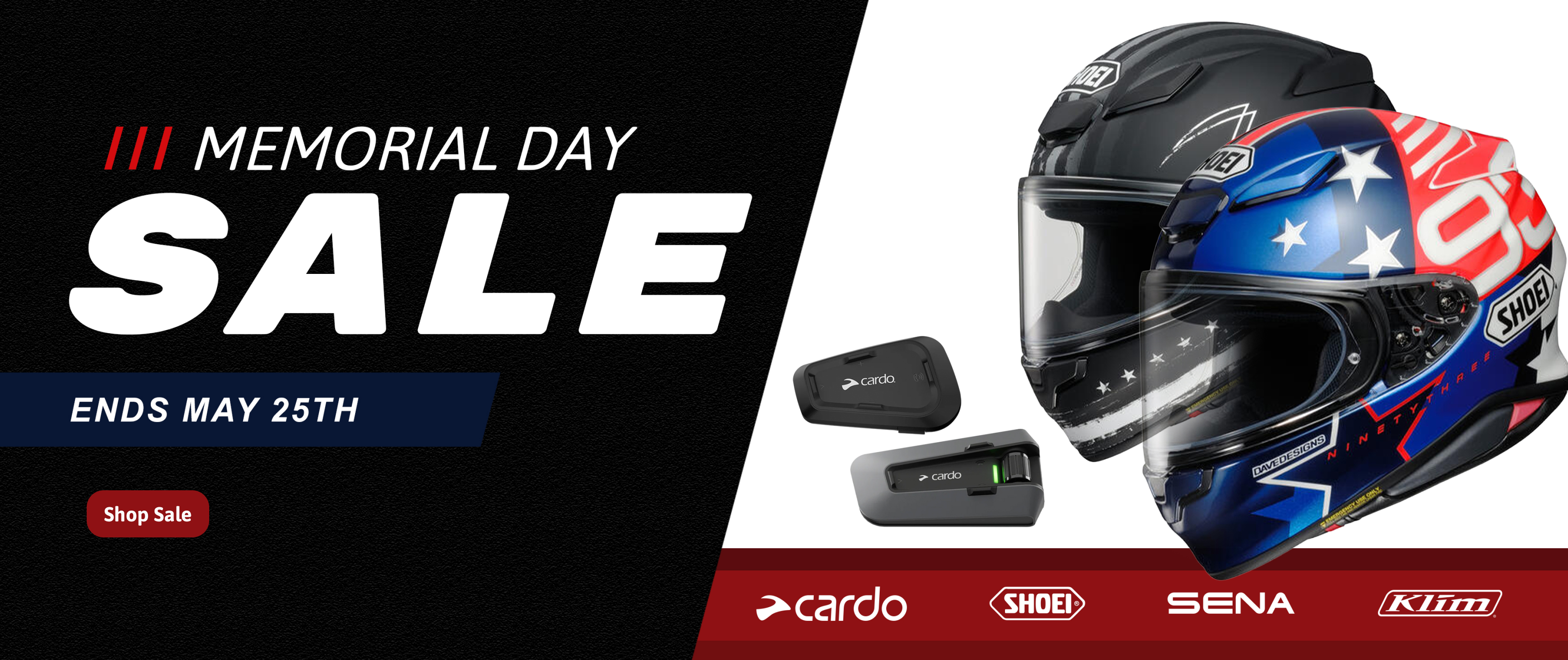 Memorial Day Sale hero banner featuring SnowBigDeal riding gear deals