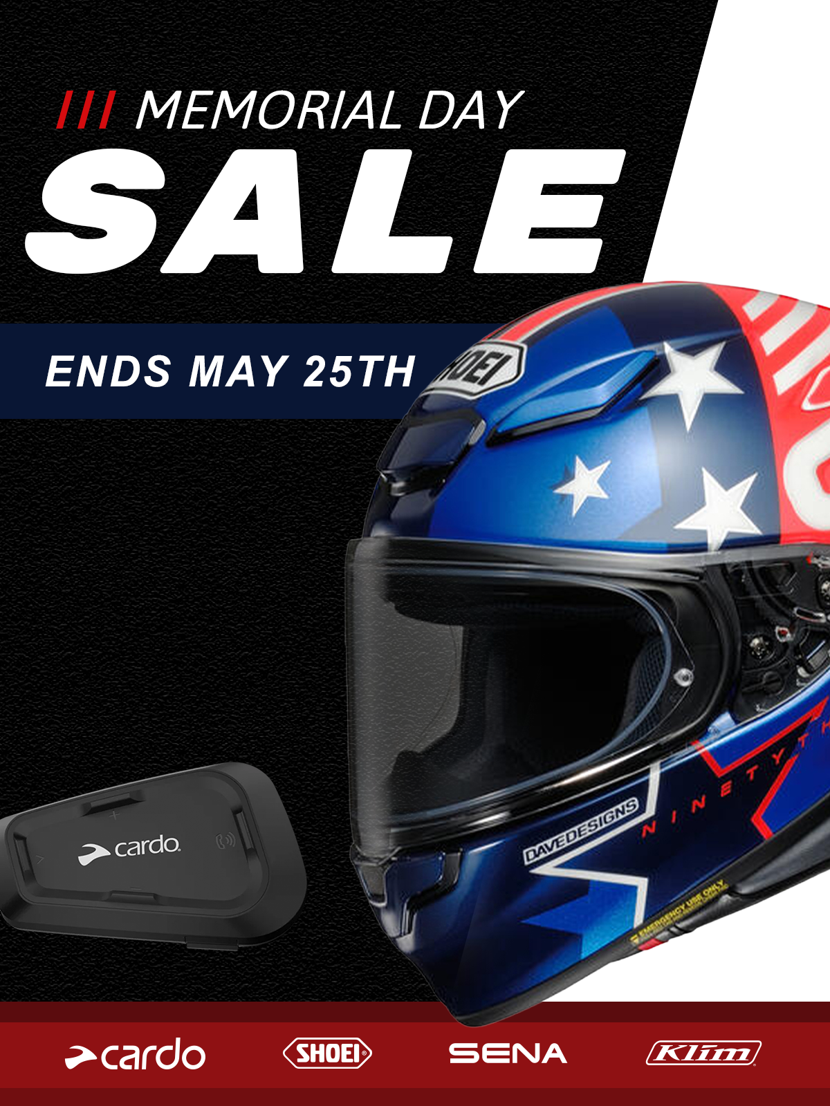 Memorial Day Sale mobile hero banner featuring SnowBigDeal riding gear deals