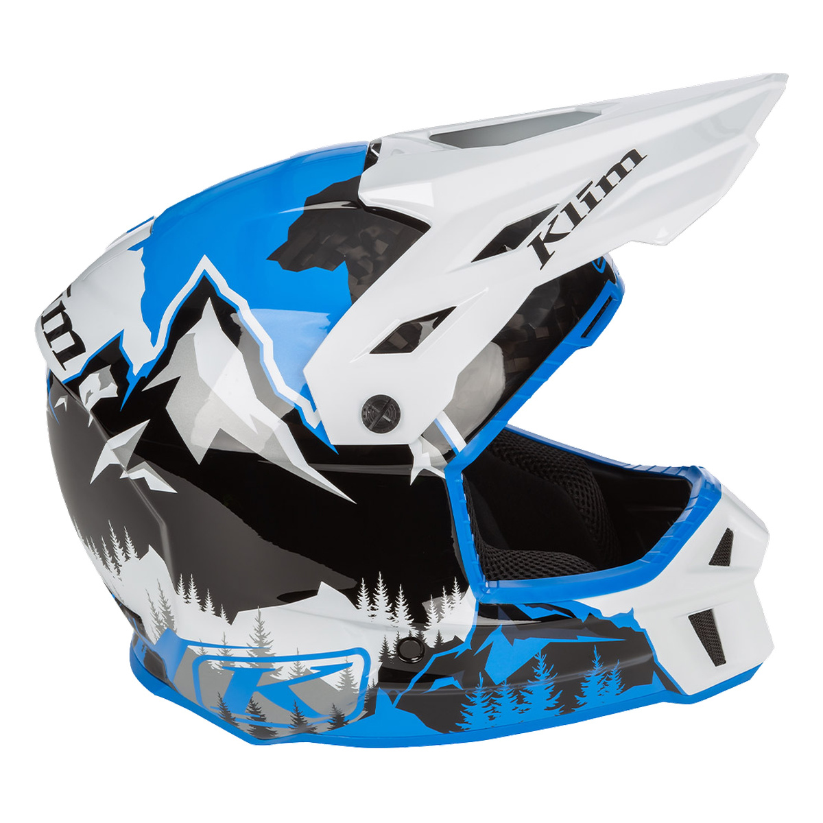 Klim F3 Carbon Helmet (ECE) - DNA Electric Blue Lemonade / White [Non-Current]