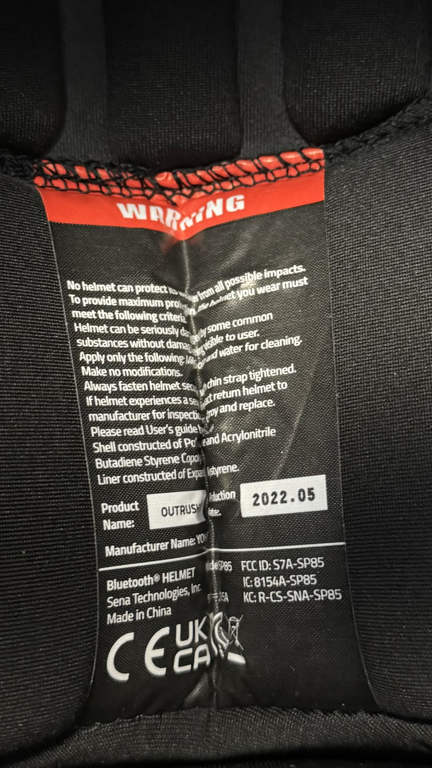 SENA OUTRUSH R BLUETOOTH HELMET - MATTE BLACK (LARGE) - DISPLAY MODEL