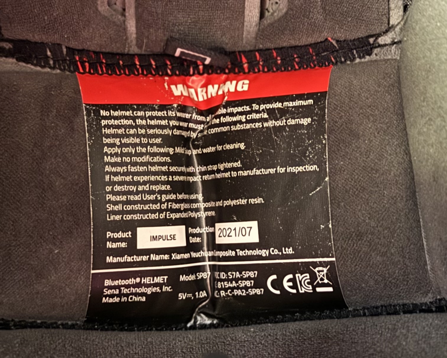 SENA IMPULSE MATTE BLACK BLUETOOTH HELMET (MEDIUM) - USED