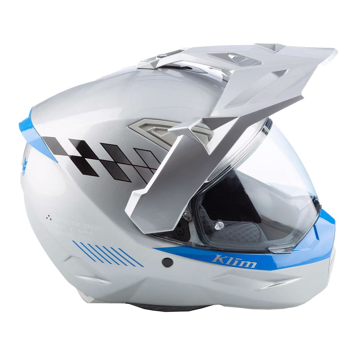 Klim X1 Alpha Helmet (ECE/DOT) - Gloss Concept High-Rise / Electric Blue Lemonade