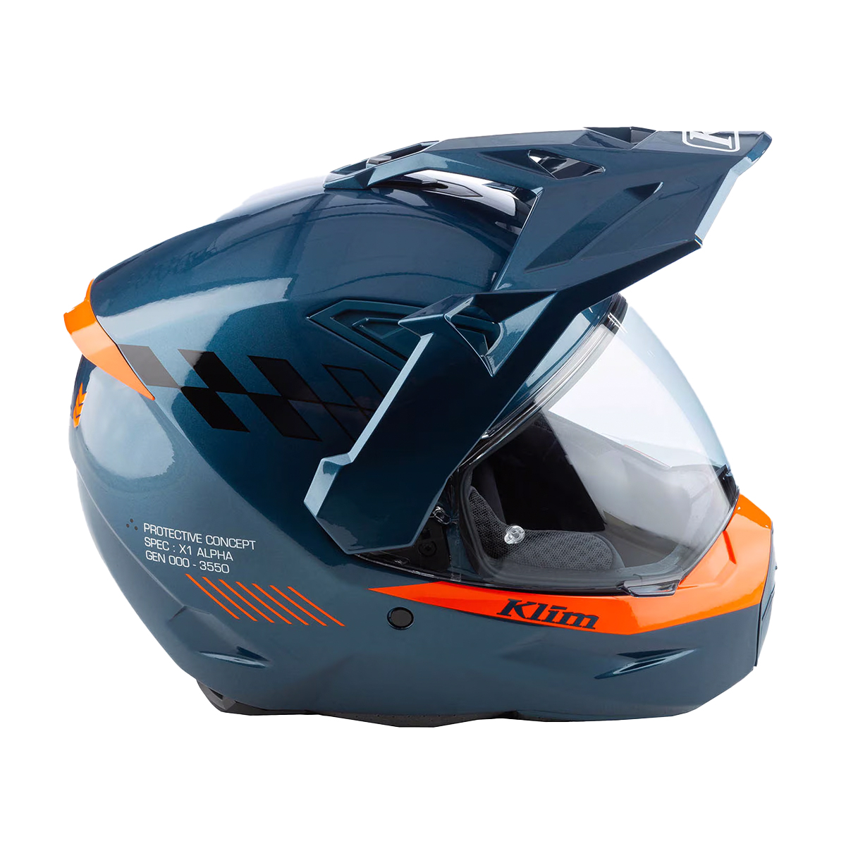 Klim X1 Alpha Helmet (ECE/DOT) - Gloss Concept Petrol / Strike Orange