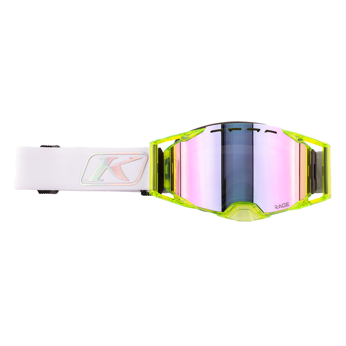 Klim Rage Goggle - Foundation Hi-Vis (Dark Smoke Tint / Pink Mirror)