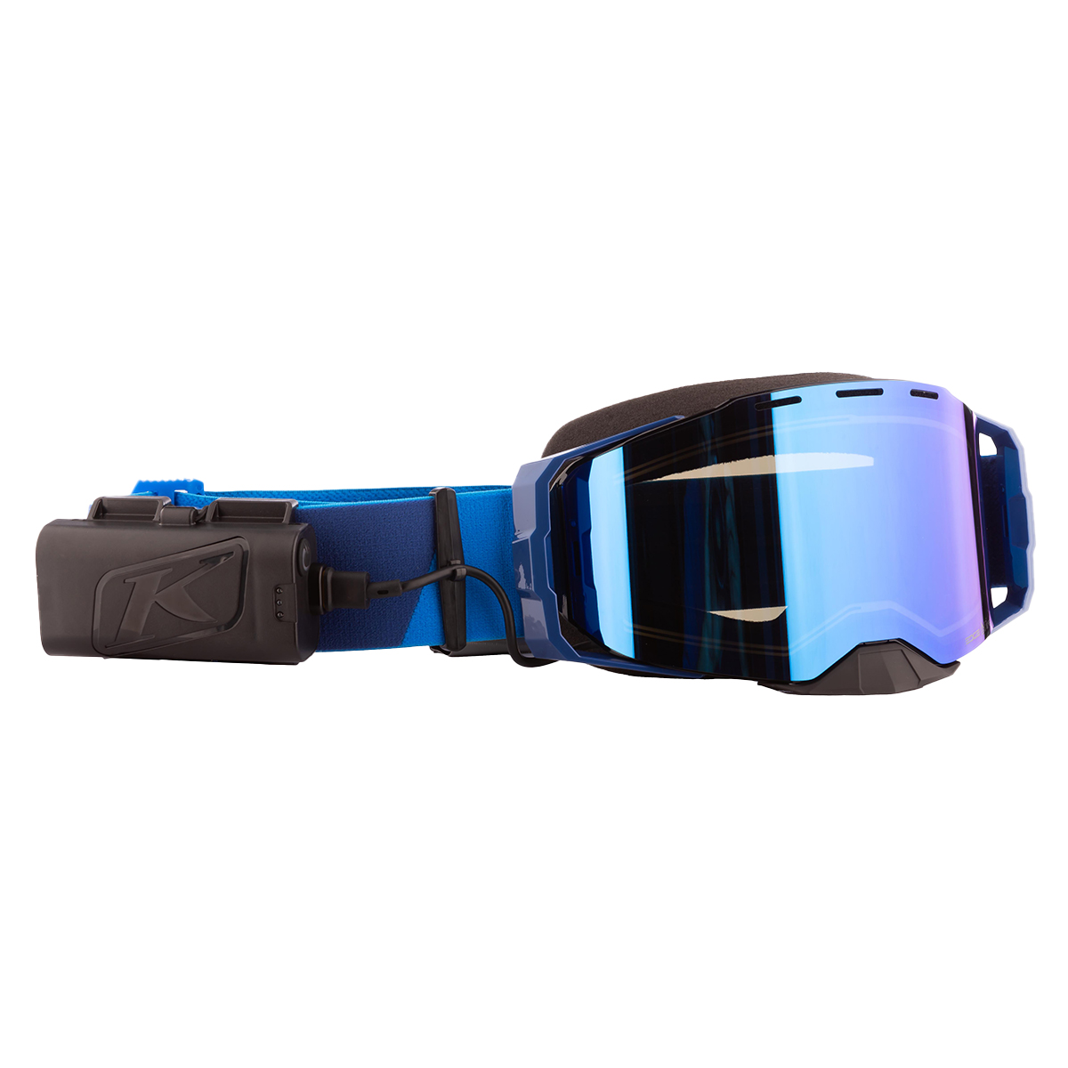 Klim Edge eFire Heated Goggle - Slope Electric Blue Lemonade (Dark Smoke Tint / Blue Mirror)