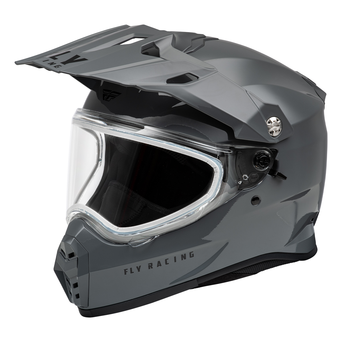 FLY Racing Trekker Cold Weather Solid Helmet w/ Dual Shield - Grey