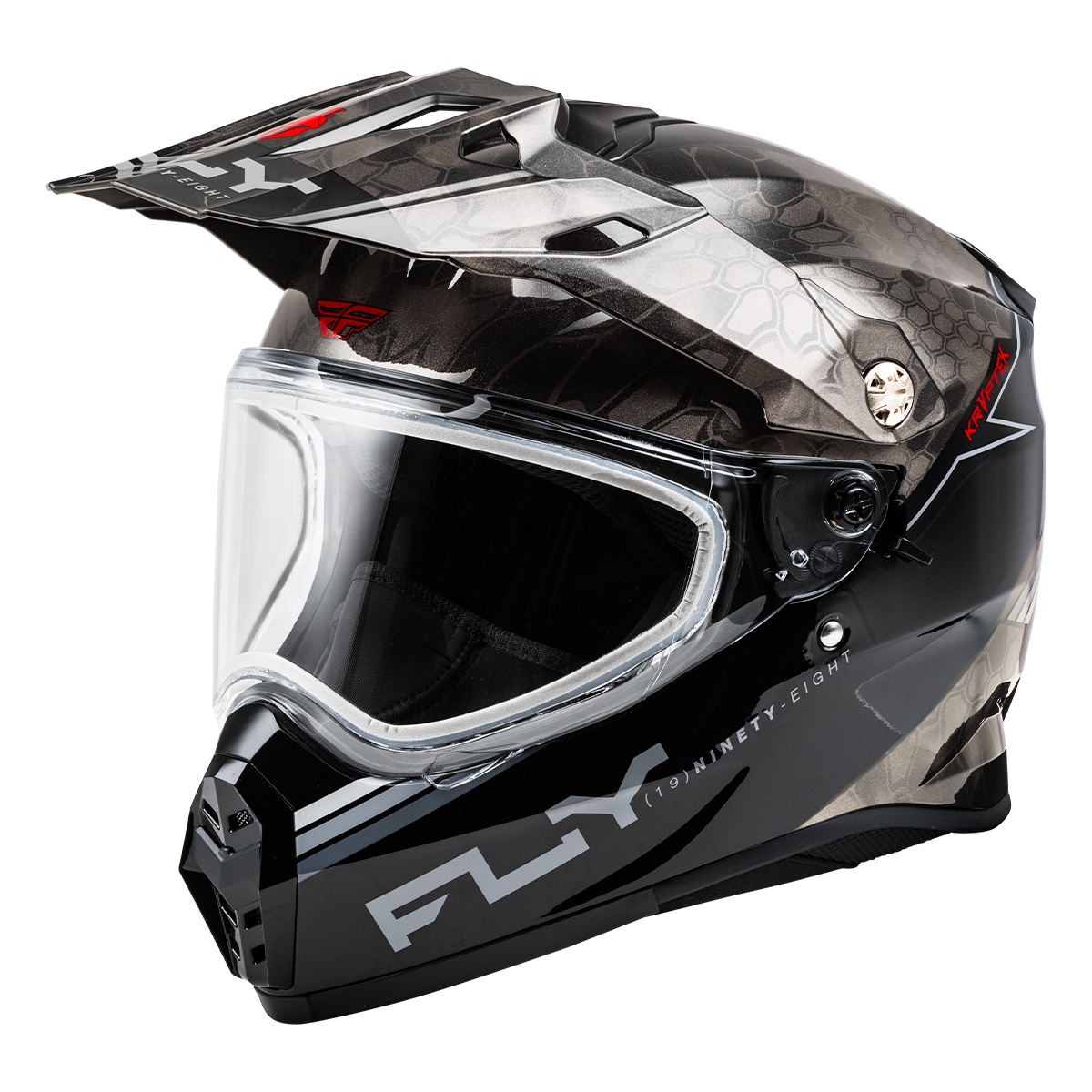 FLY Racing Trekker Cold Weather Conceal Dual Shield Helmet - Black / Grey / White