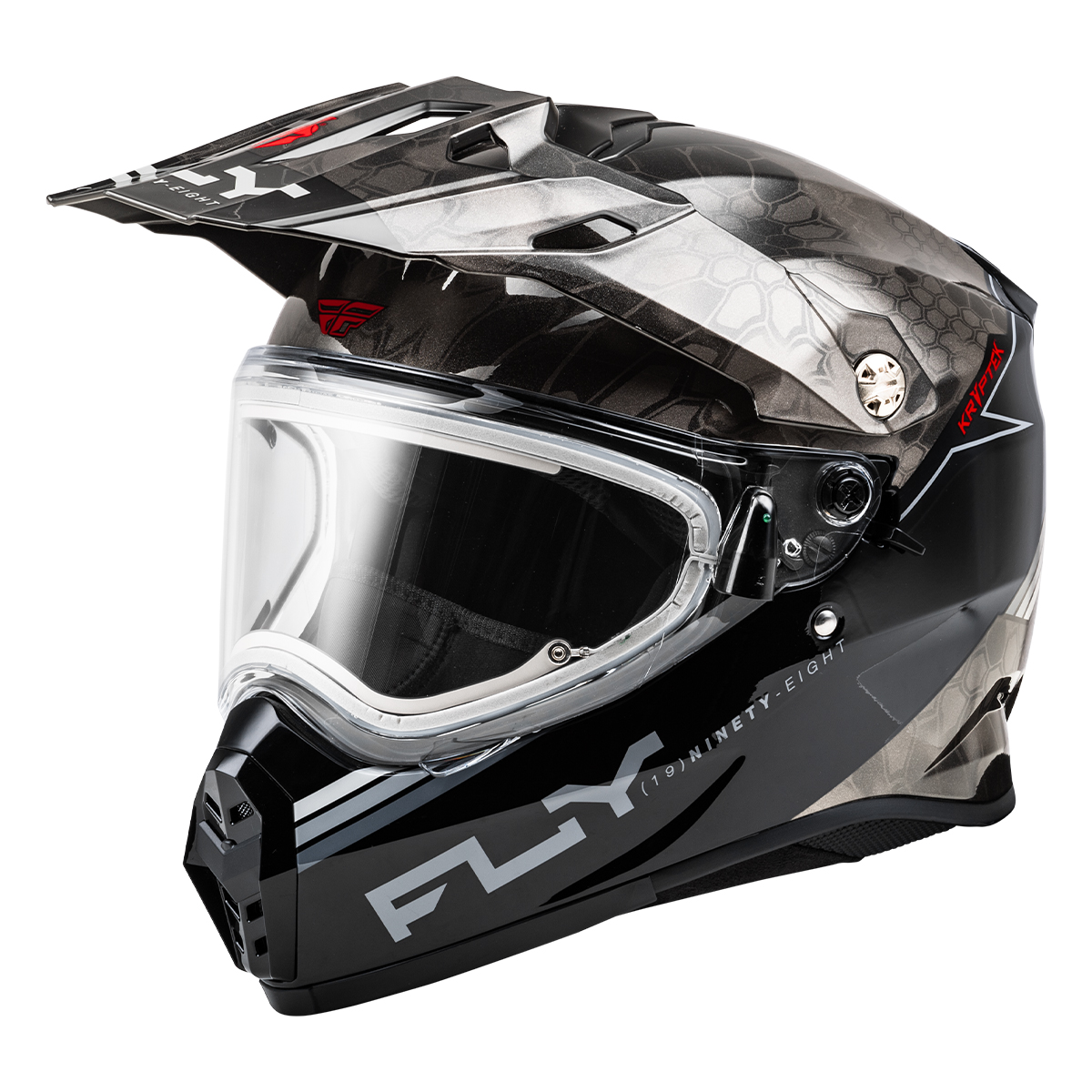 FLY Racing Trekker Cold Weather Conceal Helmet w/ Electric Shield - Black / Grey / White