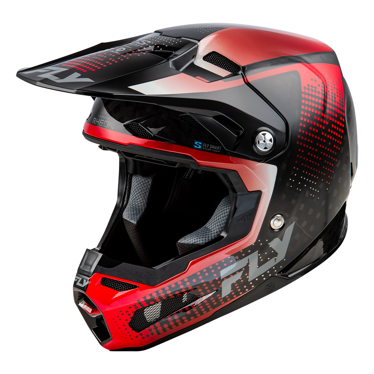 FLY Racing Youth Formula S Carbon Protocol Helmet - Black Carbon / Red