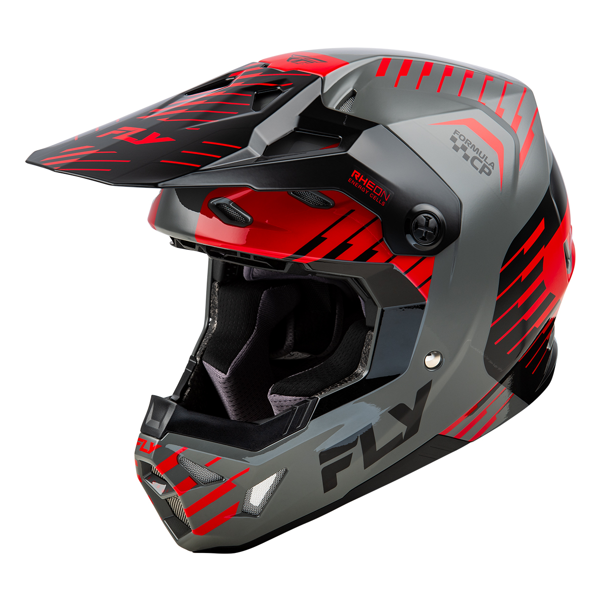 FLY Racing Youth Formula CP Slice Helmet - Grey / Red / Black