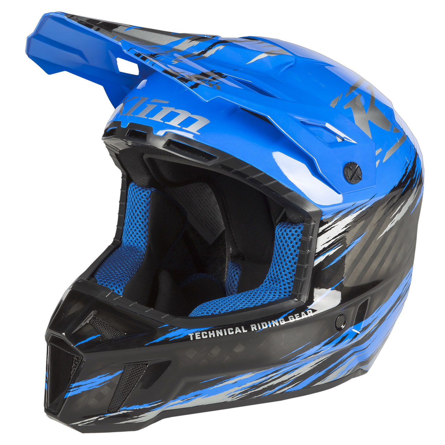 Klim F3 Carbon Pro Helmet - Thrashed Electric Blue Lemonade
