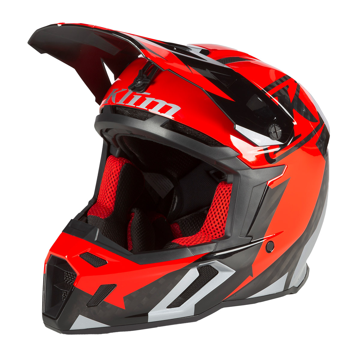 Klim F5 Helmet Ece - Amp Fiery Red - Metallic Silver