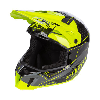 Klim F3 Carbon Helmet (ECE) - Velocity Black/HiVis | Snowmobile