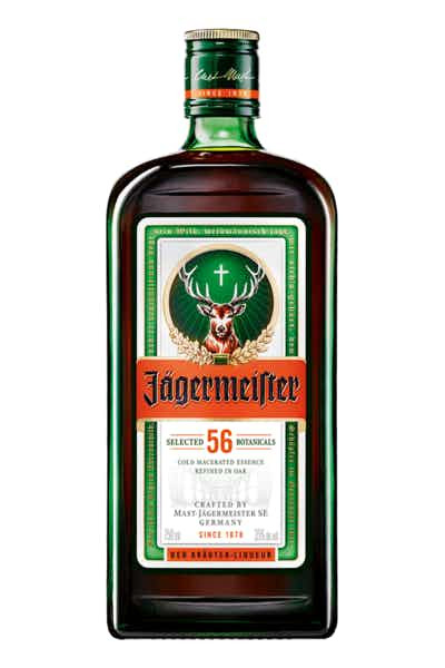 Jägermeister is a digestif made with 56 herbs and spices. Founded in 1934 by Wilhelm and Curt Mast, it has an alcohol by volume of 35%. The recipe has not changed since its creation over 75 years ago and is still served in its signature green glass bottle.