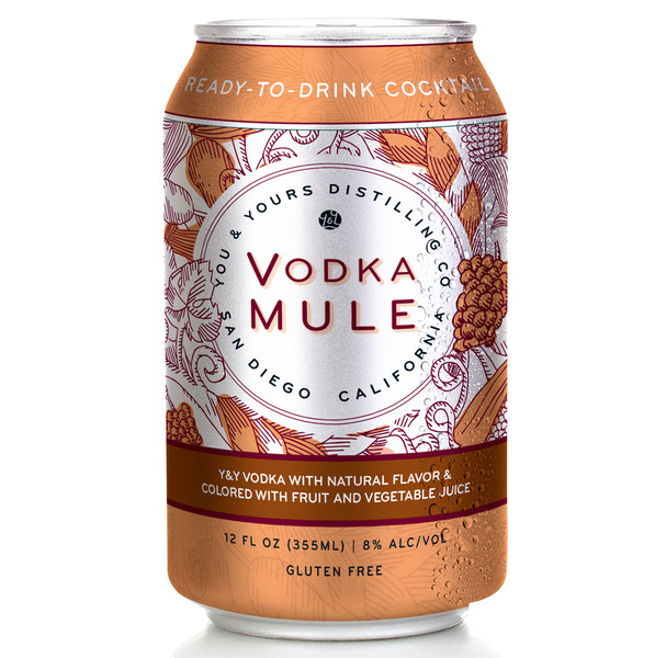 Vodka Mule (4 Pack - 355ml). When the situation calls for a classic cocktail, let the Moscow Mule carry you home. This little beauty is the perfect blend of our distilled on-site Y&Y Vodka, with natural flavor and colored with fruit and vegetable juice. A premium, well-balanced kick for any occasion.