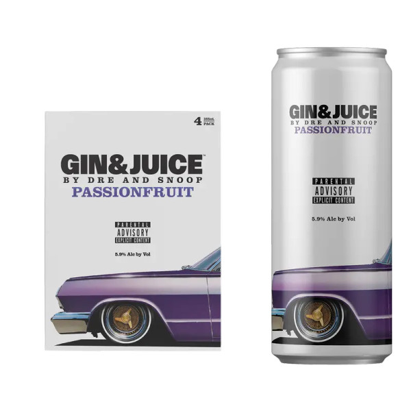 Buy Gin & Juice Passionfruit by Dre and Snoop Can Cocktail online at sudsandspirits.com and have it shipped to your door nationwide.