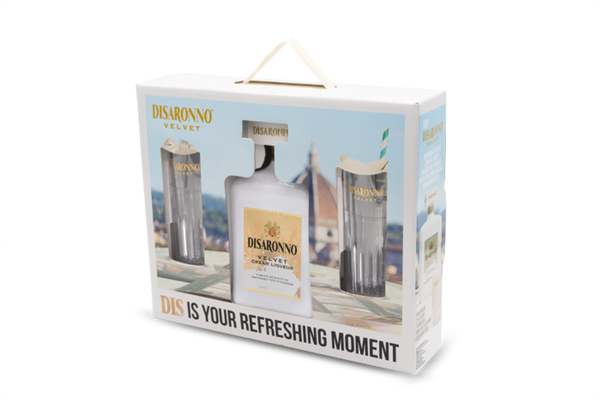 Buy Amaretto Disaronno Velvet Cream Liqueur Gift Set with 2 Glasses online at sudsandspirits.com and have it shipped to your door nationwide.