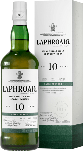 Buy Laphroaig Cask Strength Batch 017 10 Year Single Malt Scotch Whisky online at sudsandspirits.com and have it shipped to your door nationwide.