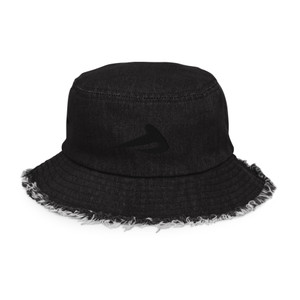 Distressed denim bucket hat w/BlkS