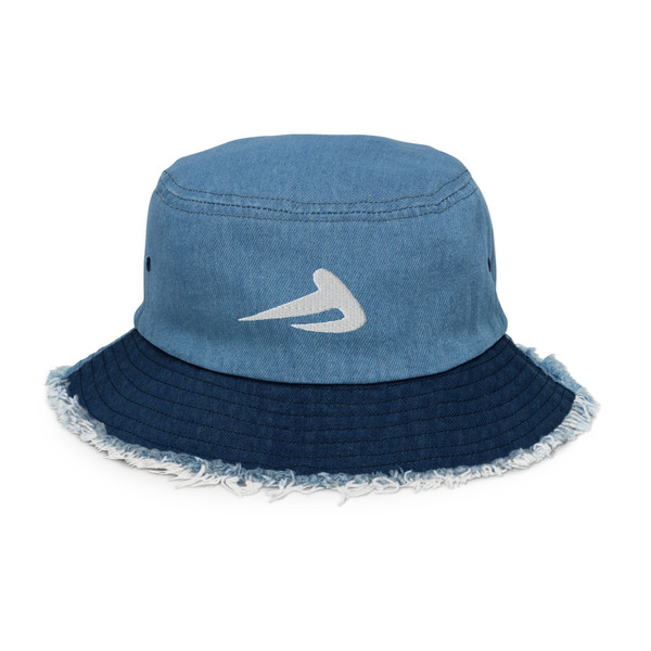 Distressed denim bucket hat w/WS