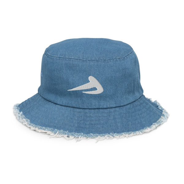 Distressed denim bucket hat w/WS