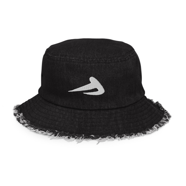 Distressed denim bucket hat w/WS