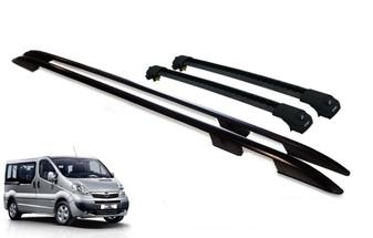 Vauxhall Vivaro Roof Rails & Lockable Cross Bars Set - SWB BLACK 2001-14