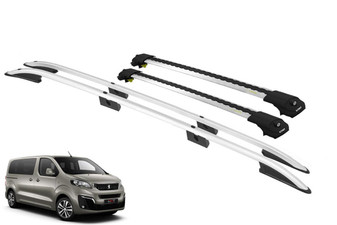 Peugeot Expert Roof Rails & Lockable Cross Bars Set - L1 Compact Silver 17-on