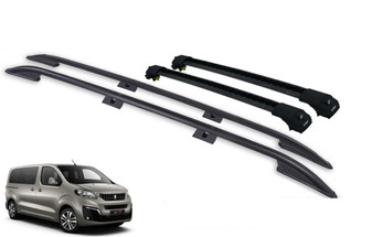 Peugeot Expert Roof Rails & Lockable Cross Bars Set - L1 Compact Black 17-on