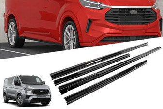 DST Side Skirt Style A  for Ford Transit Custom 2024-on LWB For with Mudflap - Gloss Black 